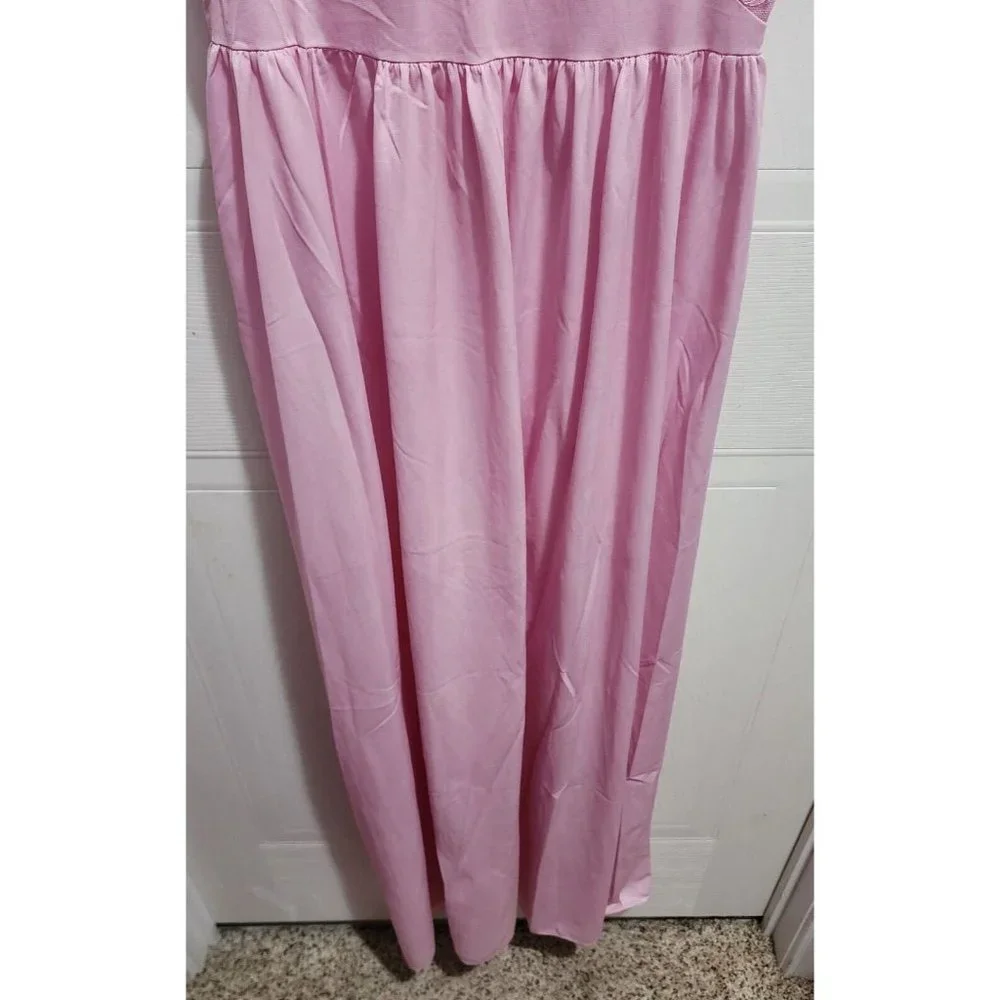 Vintage CAROL BRENT‎ Sleeveless Lingerie Nightgown Dress Lace/Satin Pink Size 34